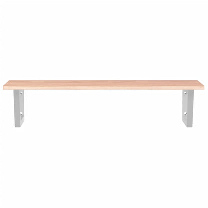 Badeværelseshylde Stål Og Massivt Egetræ Lysebrun Og Hvid