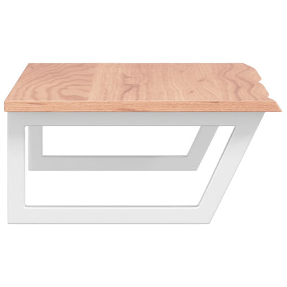 Badeværelseshylde Stål Og Massivt Egetræ Lysebrun Og Hvid