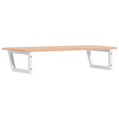 Badeværelseshylde Stål Og Massivt Egetræ Lysebrun Og Hvid