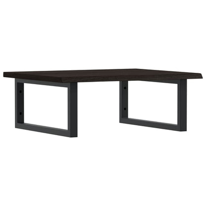 Badeværelseshylde Stål Og Massivt Egetræ Mørkebrun Og Sort