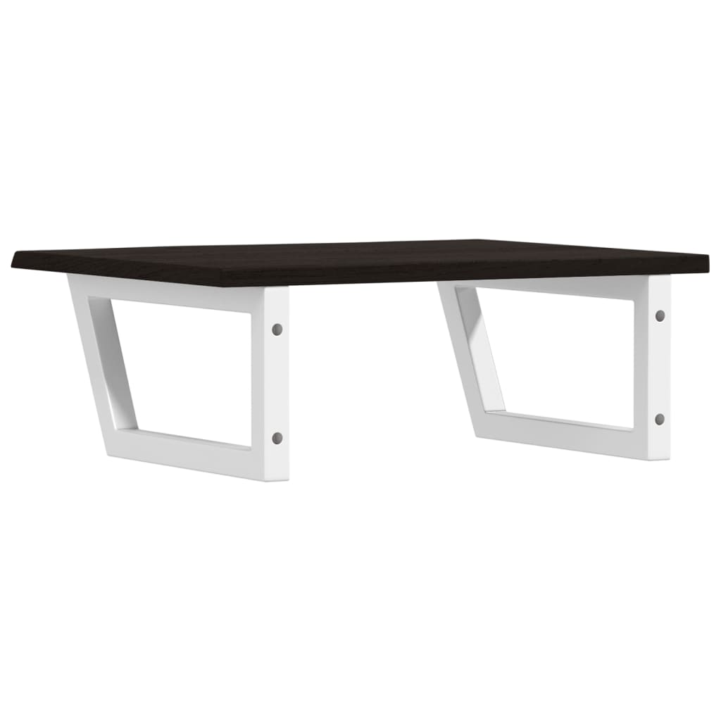 Badeværelseshylde Stål Og Massivt Egetræ Mørkebrun Og Hvid