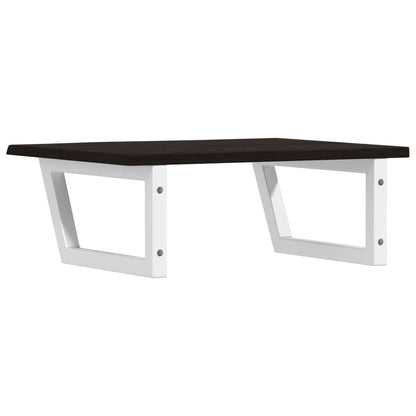 Badeværelseshylde Stål Og Massivt Egetræ Mørkebrun Og Hvid