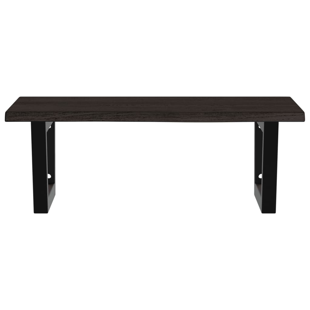 Badeværelseshylde Stål Og Massivt Egetræ Mørkebrun Og Sort