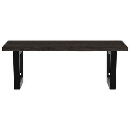 Badeværelseshylde Stål Og Massivt Egetræ Mørkebrun Og Sort