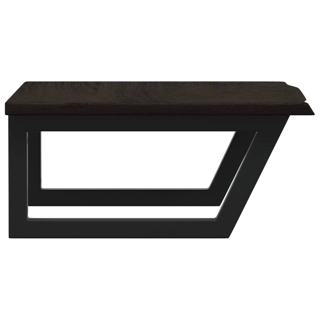 Badeværelseshylde Stål Og Massivt Egetræ Mørkebrun Og Sort