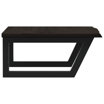 Badeværelseshylde Stål Og Massivt Egetræ Mørkebrun Og Sort