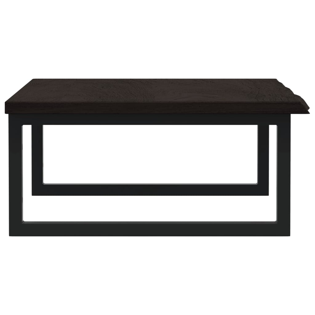 Badeværelseshylde Stål Og Massivt Egetræ Mørkebrun Og Sort