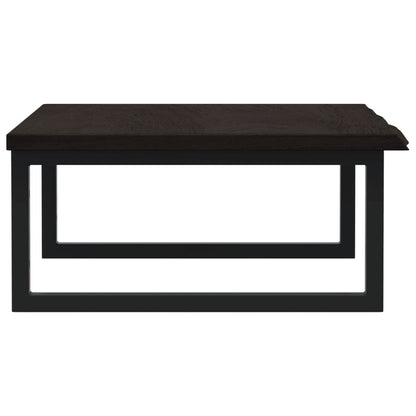 Badeværelseshylde Stål Og Massivt Egetræ Mørkebrun Og Sort