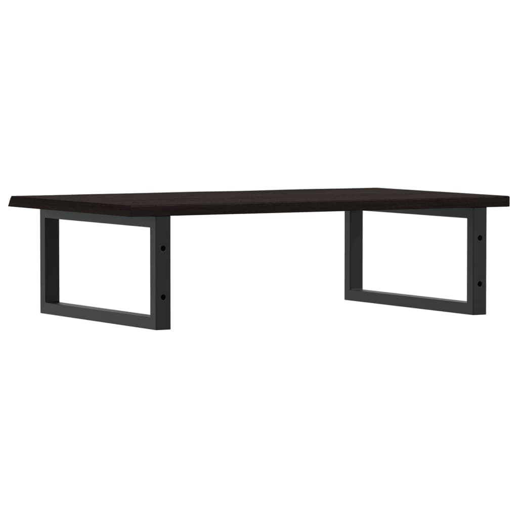 Badeværelseshylde Stål Og Massivt Egetræ Mørkebrun Og Sort