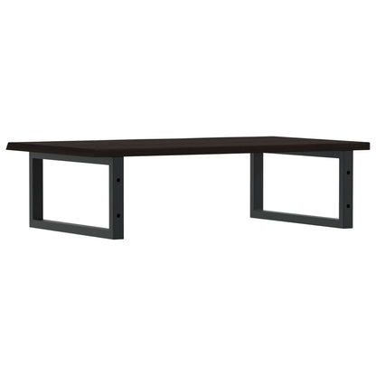 Badeværelseshylde Stål Og Massivt Egetræ Mørkebrun Og Sort