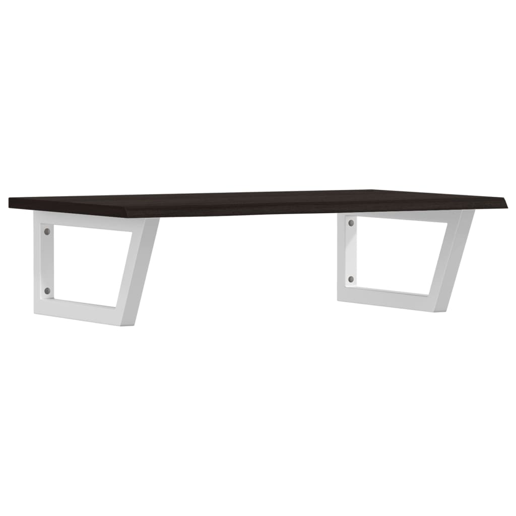 Badeværelseshylde Stål Og Massivt Egetræ Mørkebrun Og Hvid