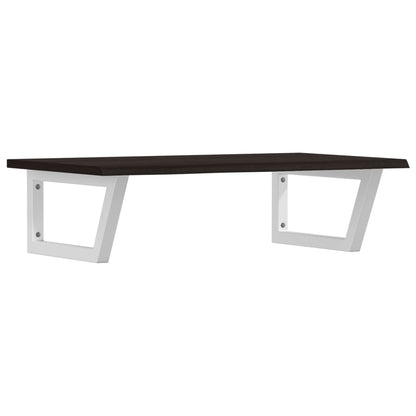 Badeværelseshylde Stål Og Massivt Egetræ Mørkebrun Og Hvid