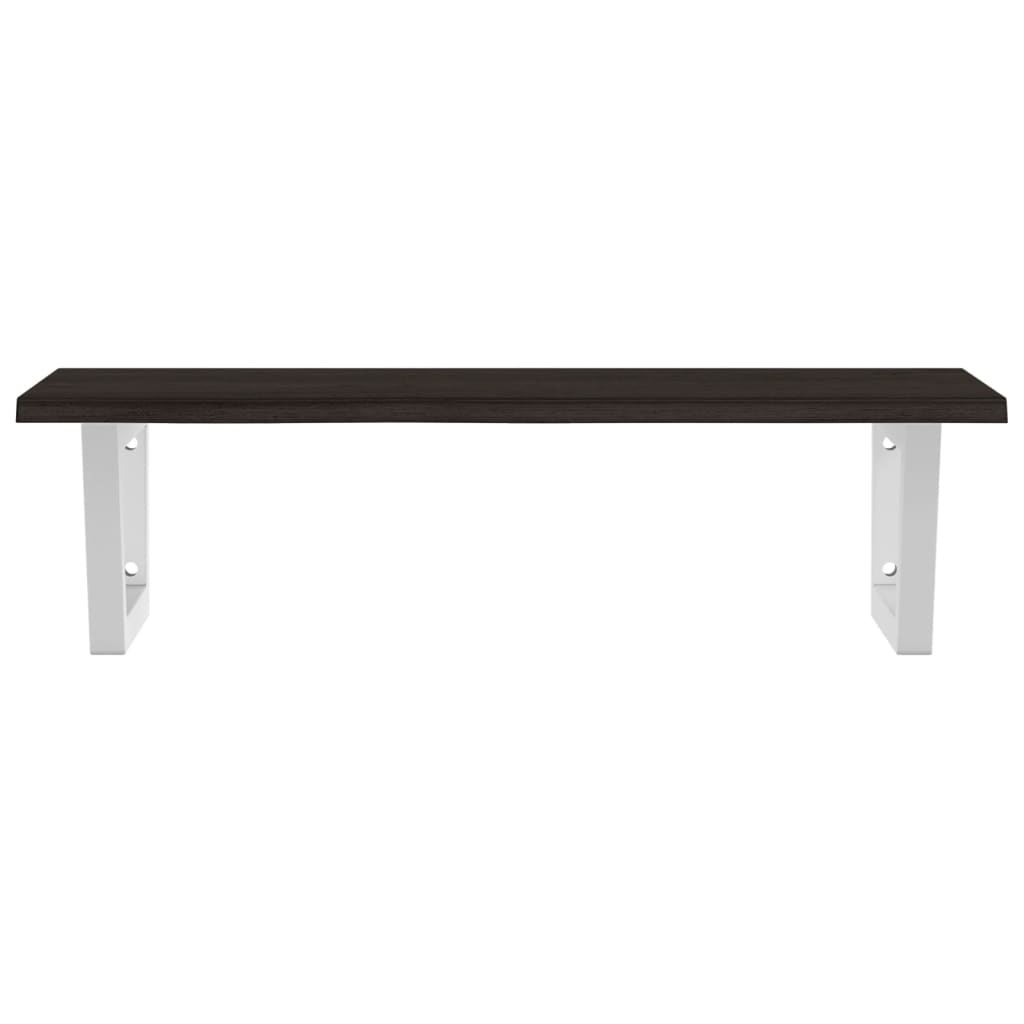 Badeværelseshylde Stål Og Massivt Egetræ Mørkebrun Og Hvid