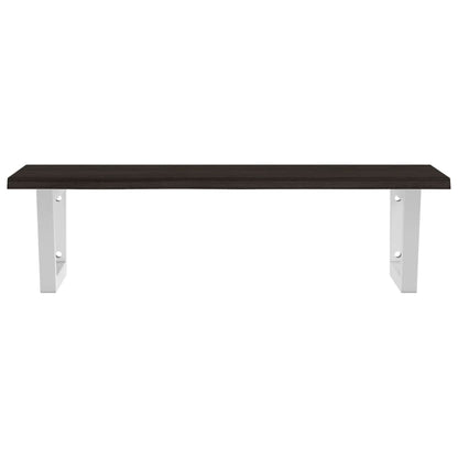 Badeværelseshylde Stål Og Massivt Egetræ Mørkebrun Og Hvid