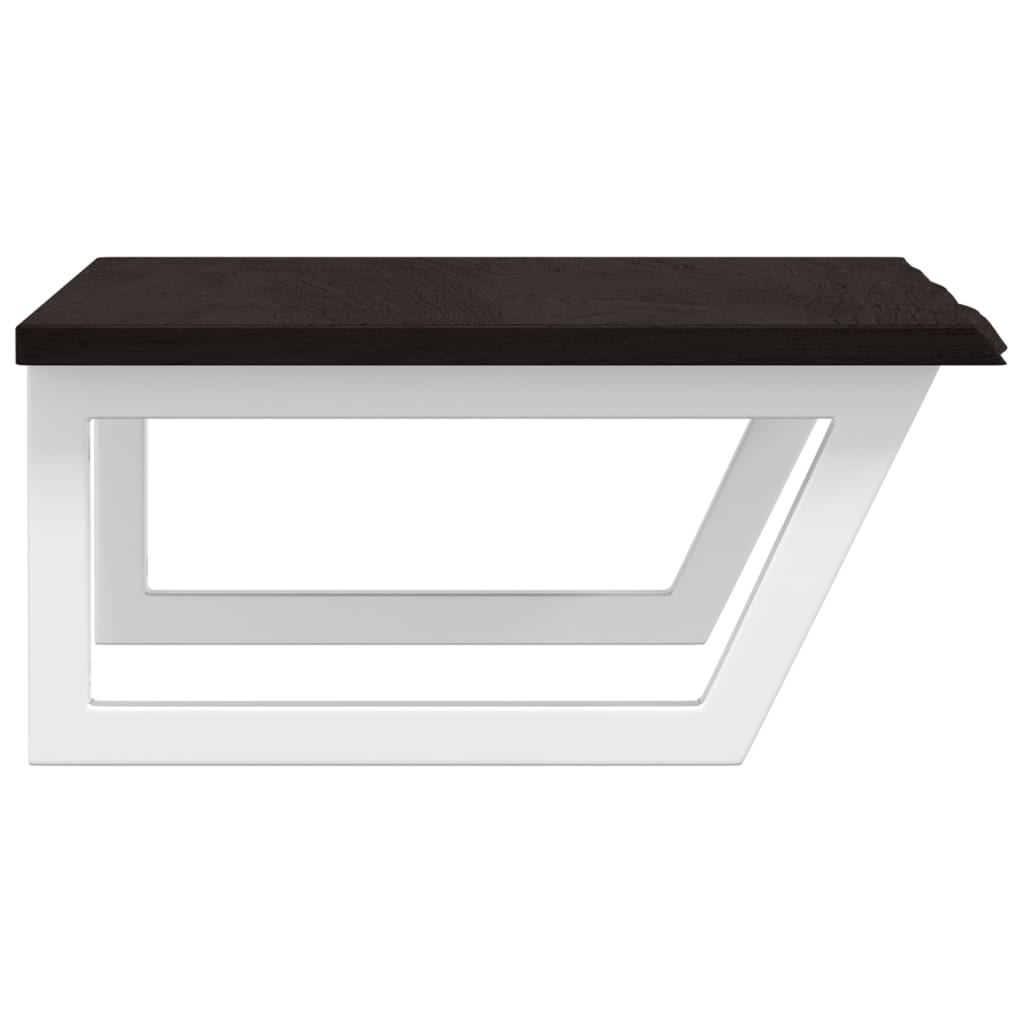 Badeværelseshylde Stål Og Massivt Egetræ Mørkebrun Og Hvid