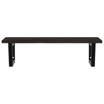 Badeværelseshylde Stål Og Massivt Egetræ Mørkebrun Og Sort