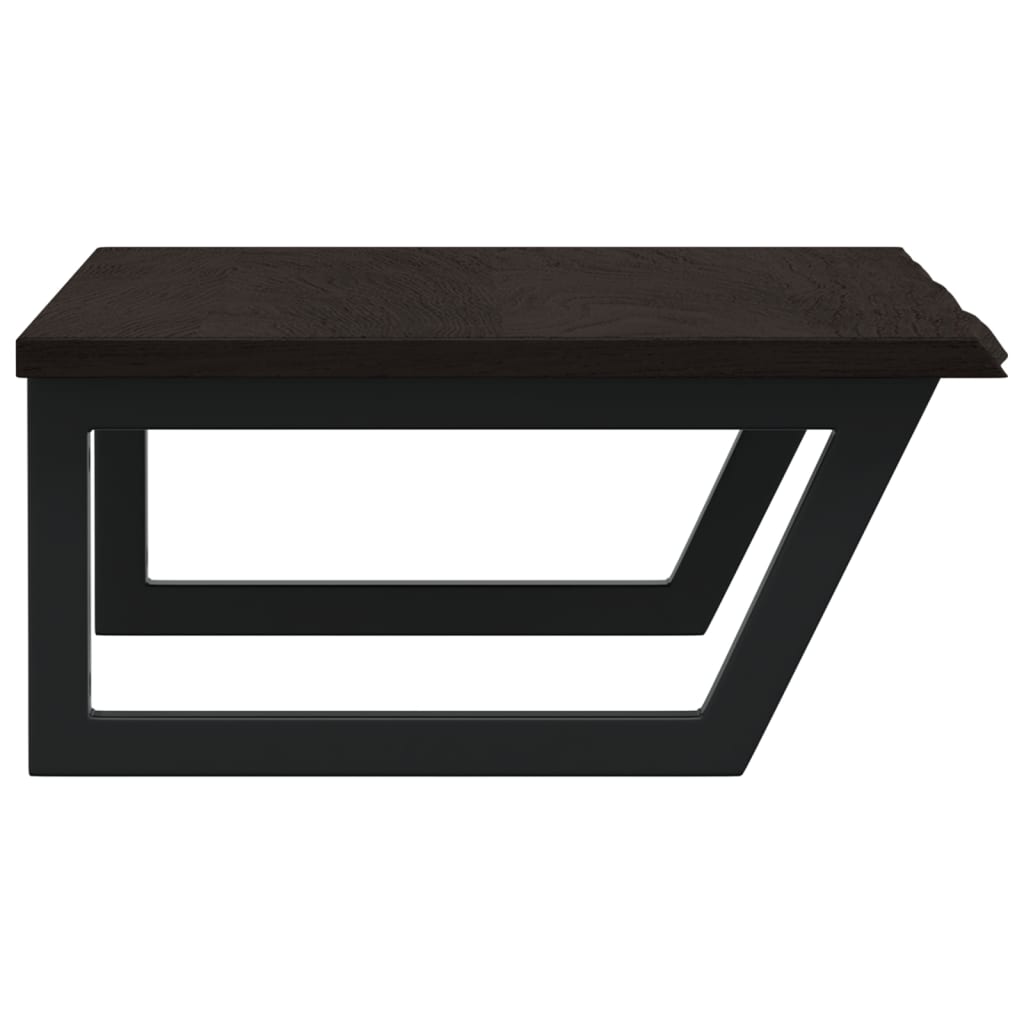 Badeværelseshylde Stål Og Massivt Egetræ Mørkebrun Og Sort