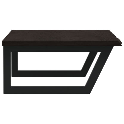 Badeværelseshylde Stål Og Massivt Egetræ Mørkebrun Og Sort