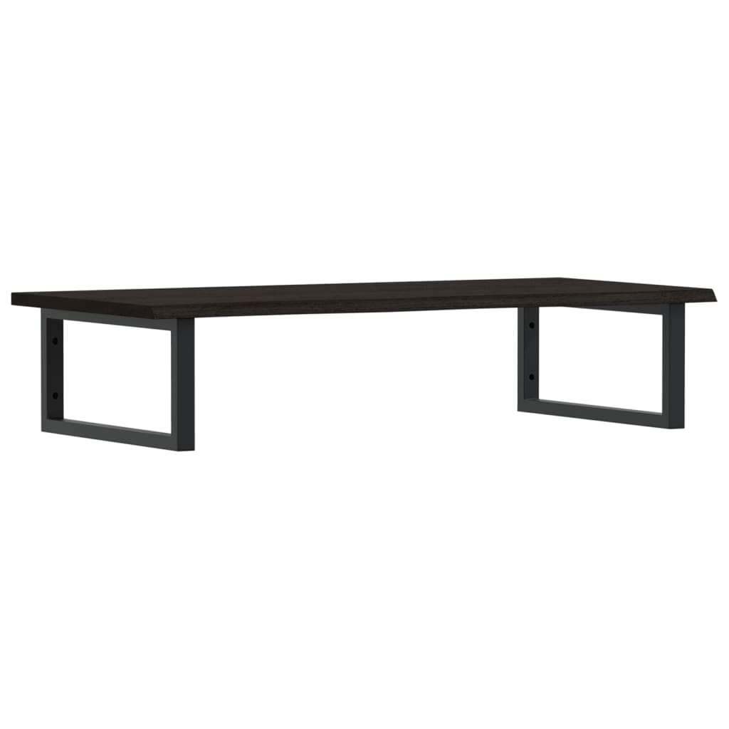 Badeværelseshylde Stål Og Massivt Egetræ Mørkebrun Og Sort