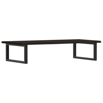 Badeværelseshylde Stål Og Massivt Egetræ Mørkebrun Og Sort