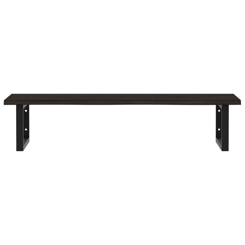 Badeværelseshylde Stål Og Massivt Egetræ Mørkebrun Og Sort