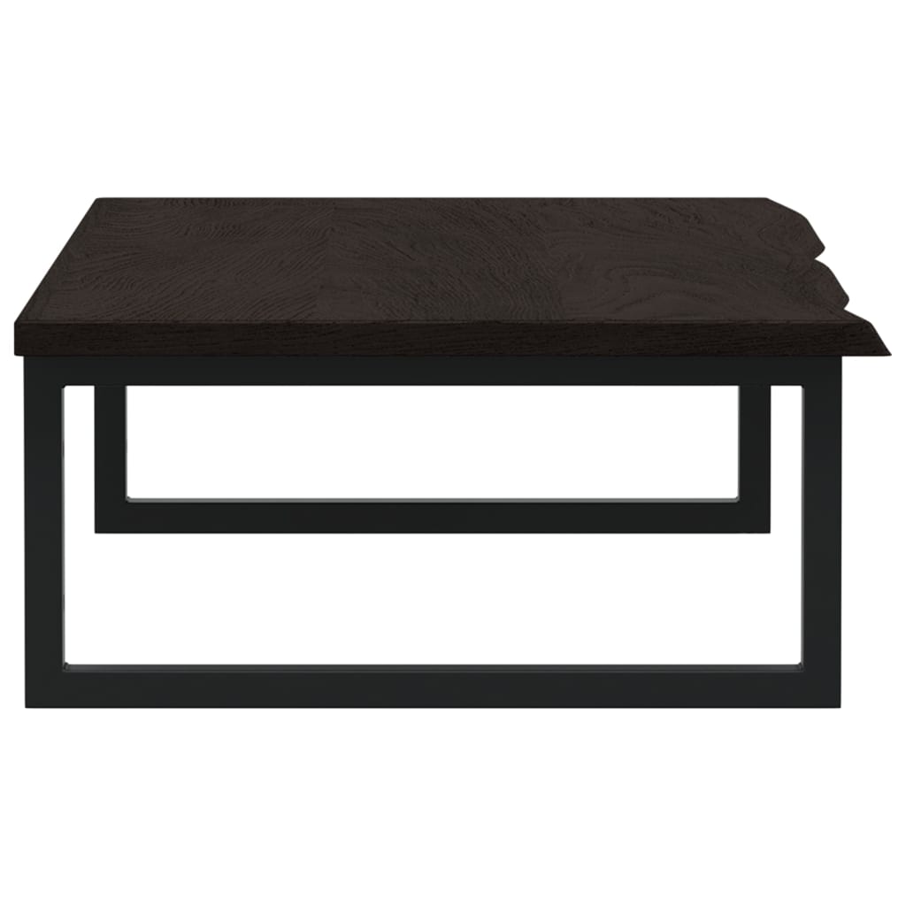 Badeværelseshylde Stål Og Massivt Egetræ Mørkebrun Og Sort