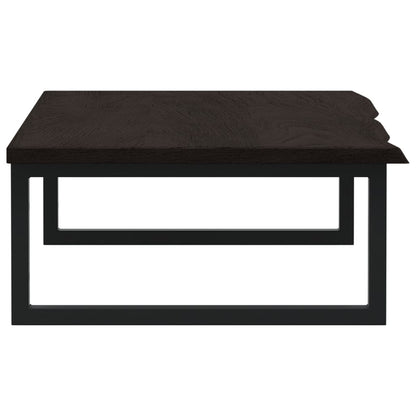 Badeværelseshylde Stål Og Massivt Egetræ Mørkebrun Og Sort