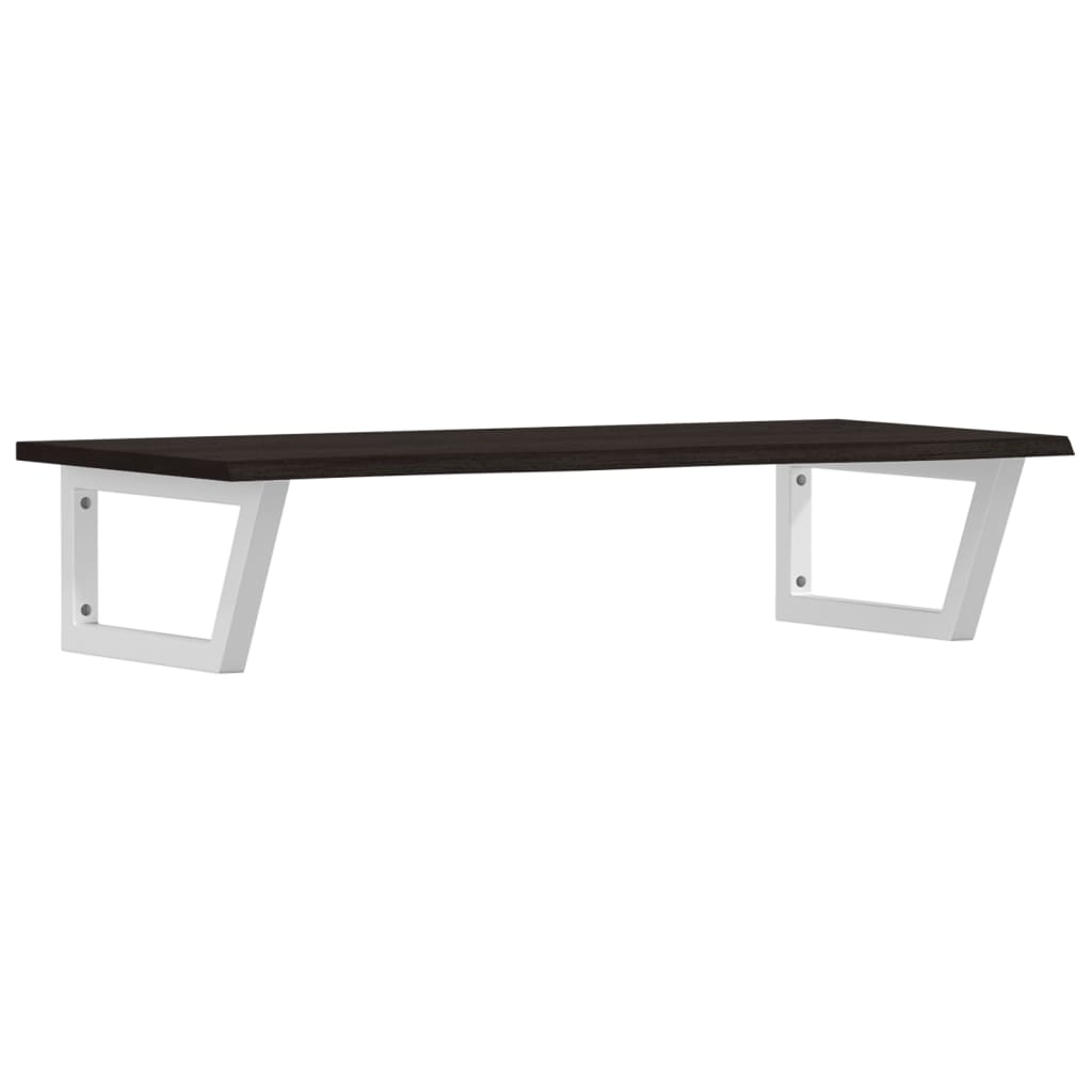 Badeværelseshylde Stål Og Massivt Egetræ Mørkebrun Og Hvid