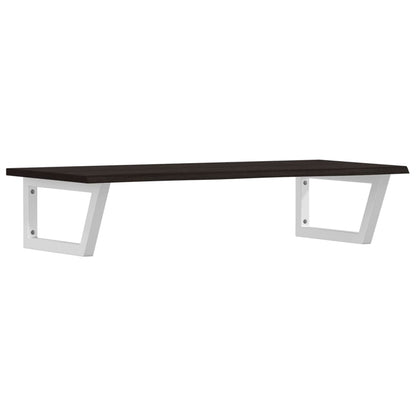 Badeværelseshylde Stål Og Massivt Egetræ Mørkebrun Og Hvid