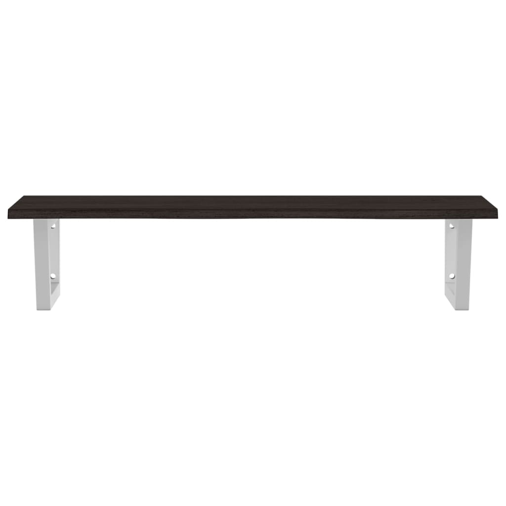 Badeværelseshylde Stål Og Massivt Egetræ Mørkebrun Og Hvid