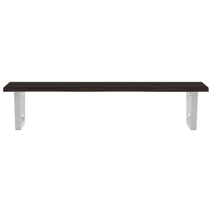 Badeværelseshylde Stål Og Massivt Egetræ Mørkebrun Og Hvid