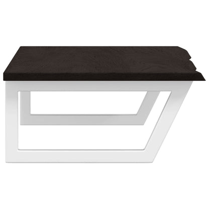 Badeværelseshylde Stål Og Massivt Egetræ Mørkebrun Og Hvid