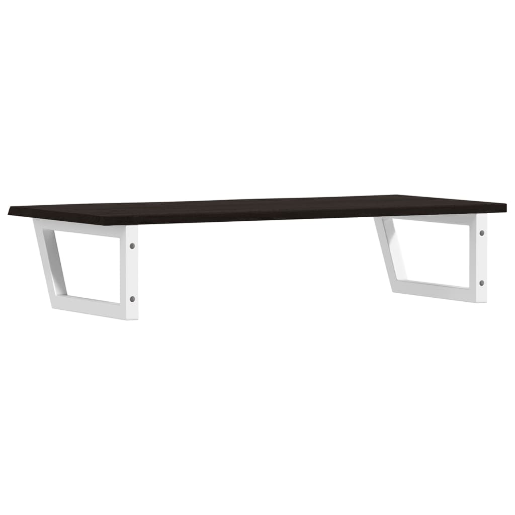 Badeværelseshylde Stål Og Massivt Egetræ Mørkebrun Og Hvid