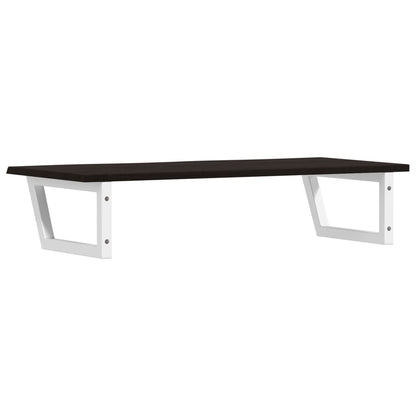 Badeværelseshylde Stål Og Massivt Egetræ Mørkebrun Og Hvid