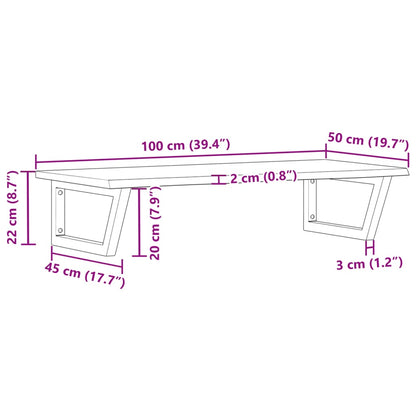 Badeværelseshylde Stål Og Massivt Egetræ Mørkebrun Og Hvid