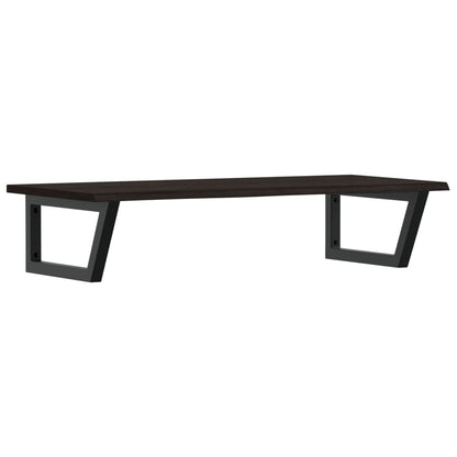 Badeværelseshylde Stål Og Massivt Egetræ Mørkebrun Og Sort