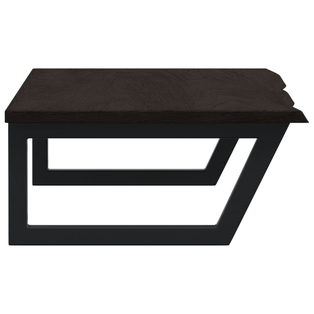 Badeværelseshylde Stål Og Massivt Egetræ Mørkebrun Og Sort