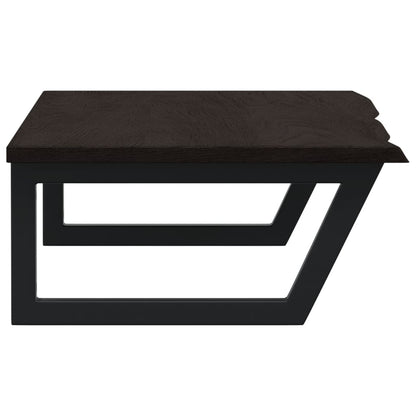 Badeværelseshylde Stål Og Massivt Egetræ Mørkebrun Og Sort