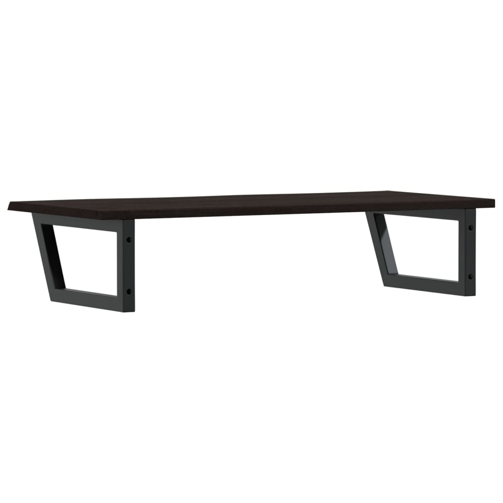 Badeværelseshylde Stål Og Massivt Egetræ Mørkebrun Og Sort