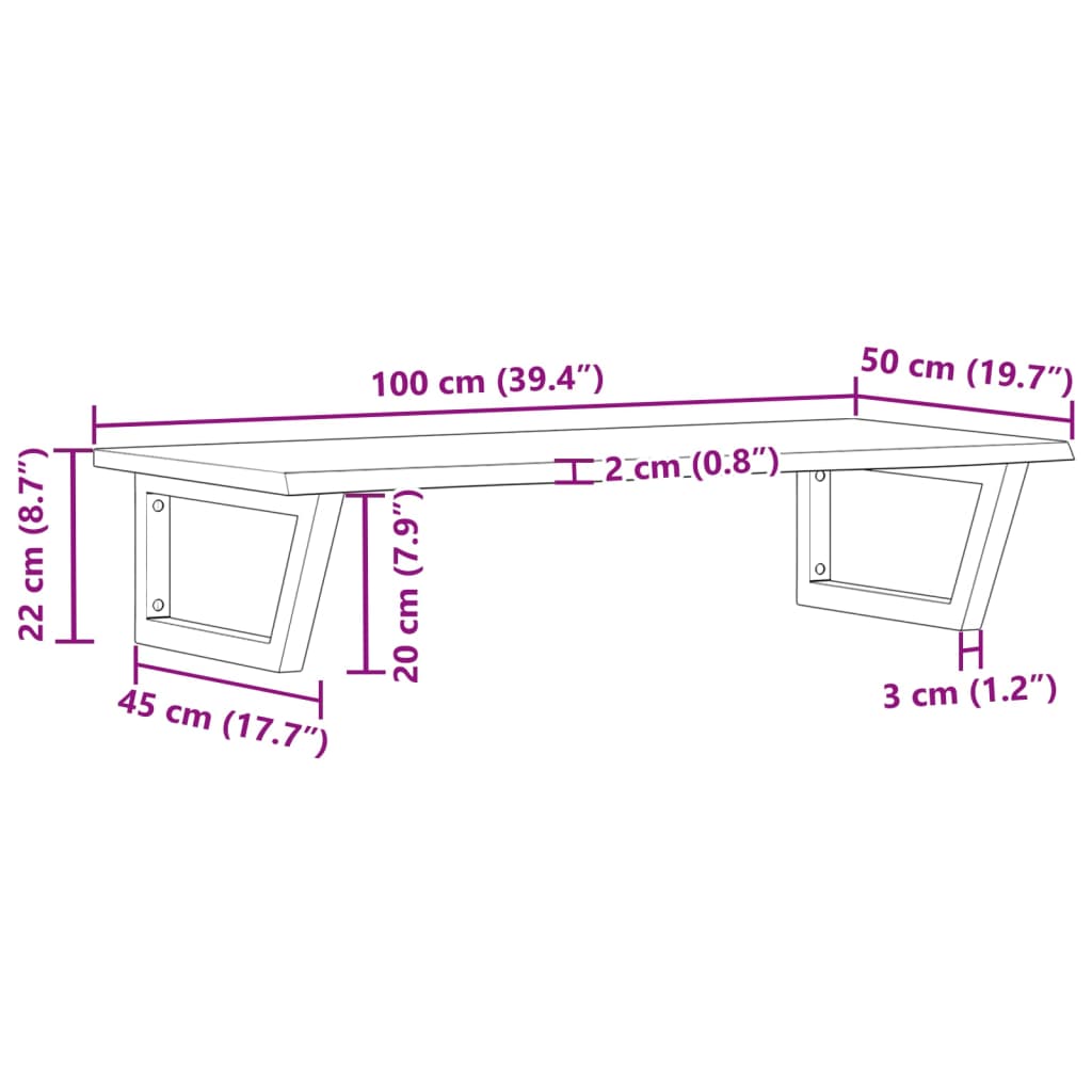 Badeværelseshylde Stål Og Massivt Egetræ Mørkebrun Og Sort