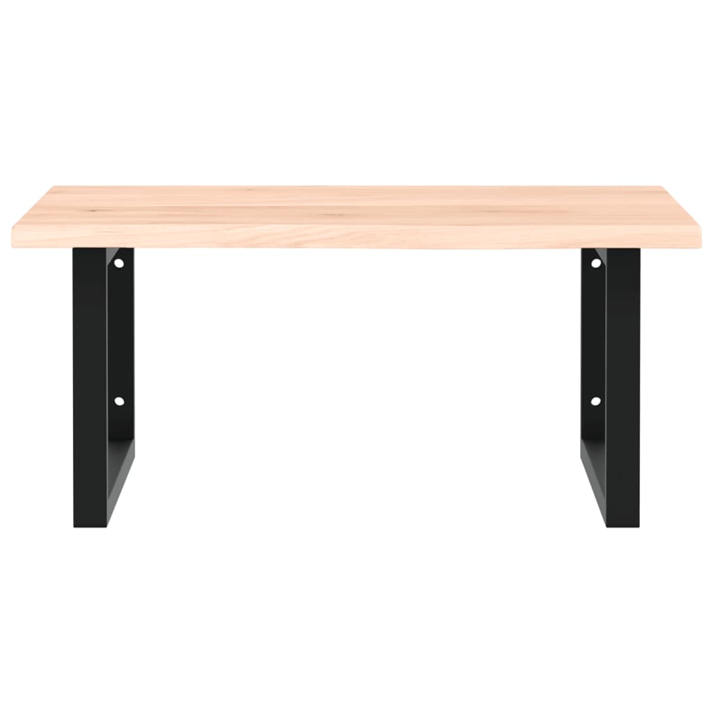 Badeværelseshylde Stål Og Massivt Egetræ Brun Og Sort