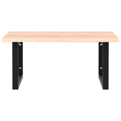 Badeværelseshylde Stål Og Massivt Egetræ Brun Og Sort