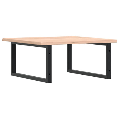 Badeværelseshylde Stål Og Massivt Egetræ Brun Og Sort