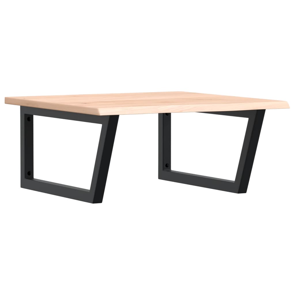 Badeværelseshylde Stål Og Massivt Egetræ Brun Og Sort