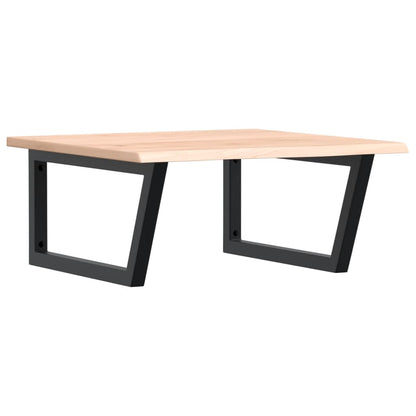 Badeværelseshylde Stål Og Massivt Egetræ Brun Og Sort