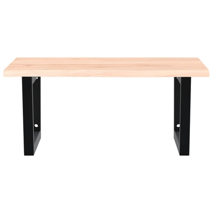 Badeværelseshylde Stål Og Massivt Egetræ Brun Og Sort