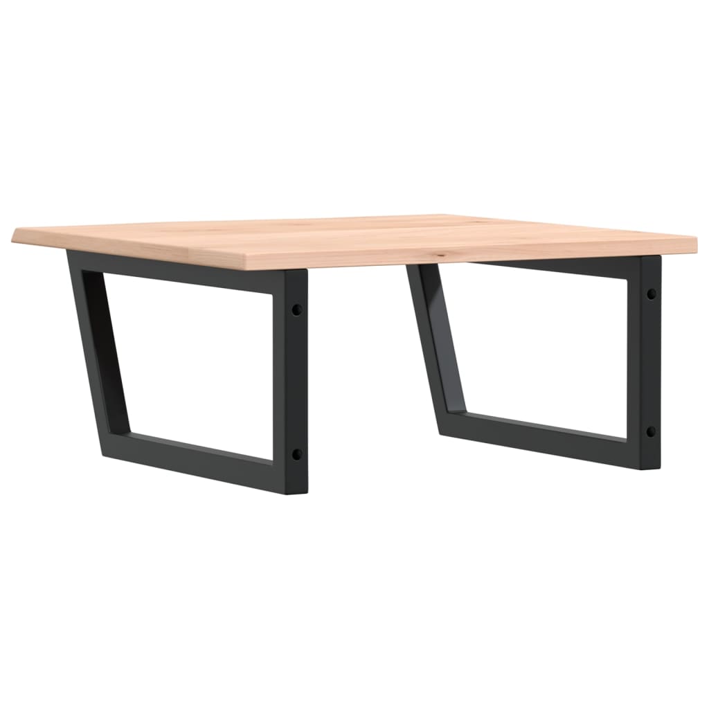 Badeværelseshylde Stål Og Massivt Egetræ Brun Og Sort