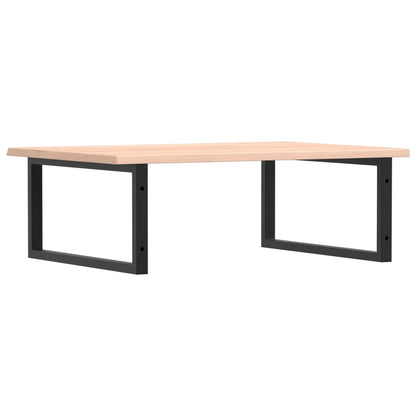 Badeværelseshylde Stål Og Massivt Egetræ Brun Og Sort