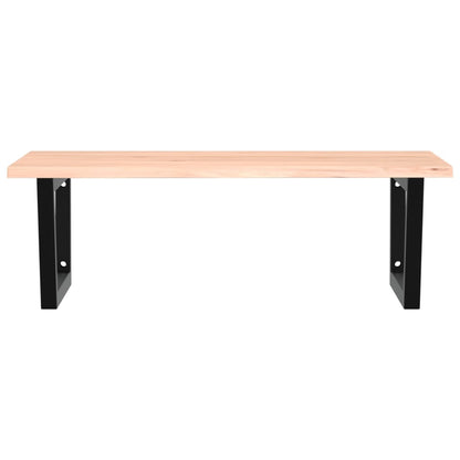 Badeværelseshylde Stål Og Massivt Egetræ Brun Og Sort