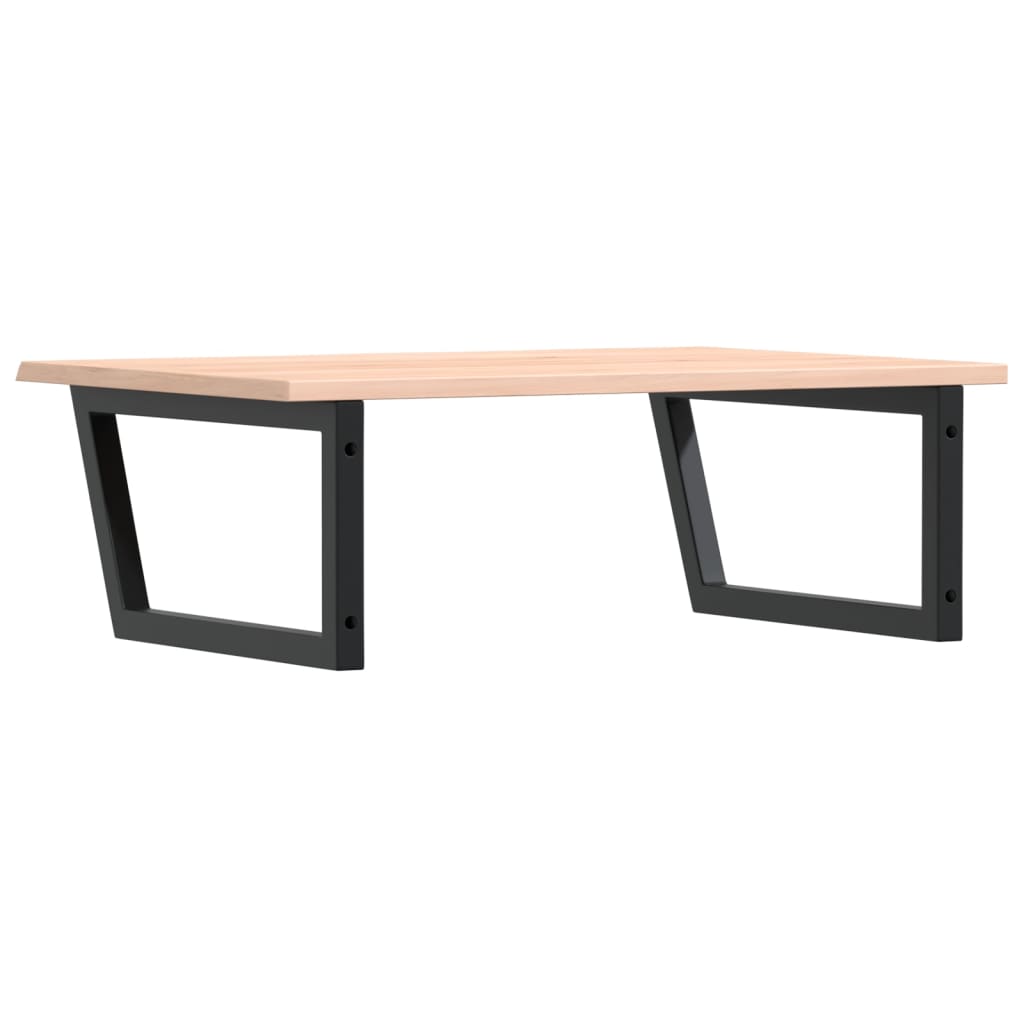 Badeværelseshylde Stål Og Massivt Egetræ Brun Og Sort